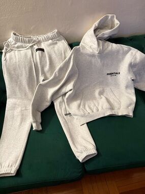 Essentials light grey hoodie and sweatpants